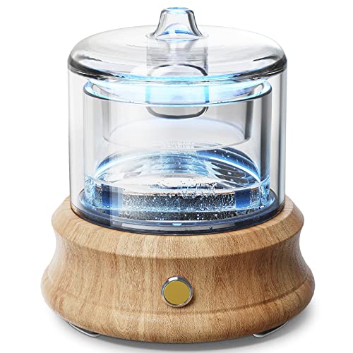 Lecdura Glass Essential Oil Diffuser, 80ML Small Glass Reservoir Natural Wood Base Ultrasonic Cool Mist Aroma Diffusers wi...