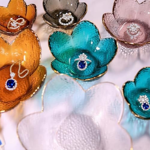 2 PCS Trinket dish Glass Jewelry Tray Flower Ring dish Exquisite Room Decor Vanity Storage Tray Room Decor Aesthetic Cute ...