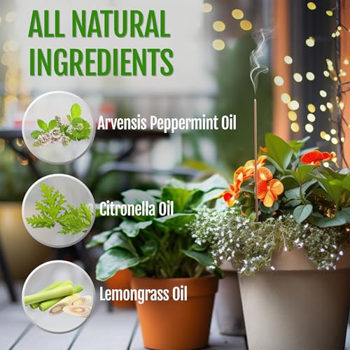 Farm Raised Candles Mintronella Citronella & Peppermint Mosquito Repellent Incense Sticks – 100 Pack – USA‑Made Natural Bu...