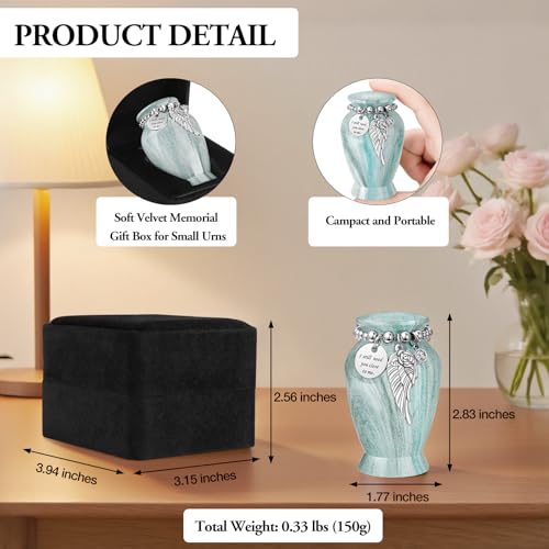 Dletay Small Urns for Human Ashes Keepsake with Box 2.85 Inch Memorial Mini Cremation Urn for Women Men Aluminum Decorativ...