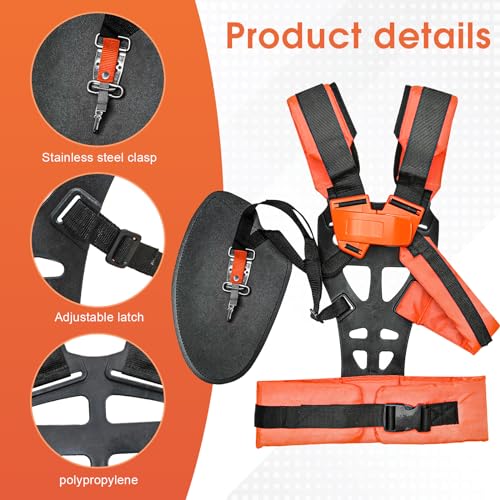 VIABRICO Trimmer Shoulder Strap Padded Universal Adjustable, Weed Eater Harness, Brush Cutters Harness Nylon Double Should...