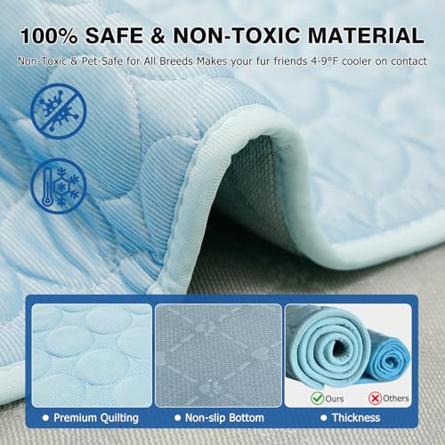 Dog Cooling Mat, Breathable Cooling Mat for Dogs(Q-Max>0.4) Washable Cold Crate Pad Cooling Dog Bed Mats, Non-Slip Dog Coo...