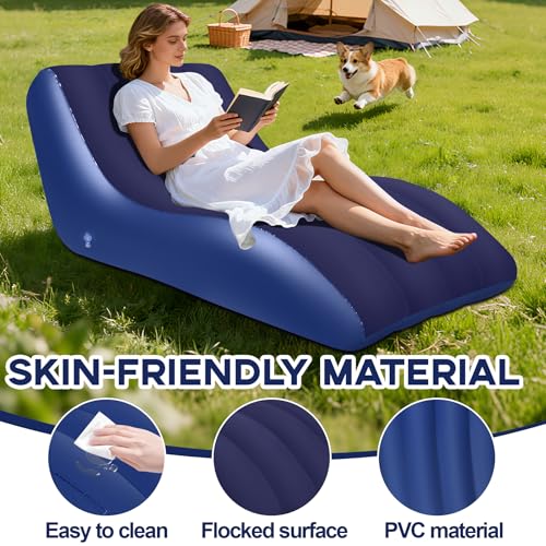 RovPool Inflatable Chair for Adults,Inflatables Chairs with Flocked Surface, Inflatable Lounge Chair with Backrest, Comfor...