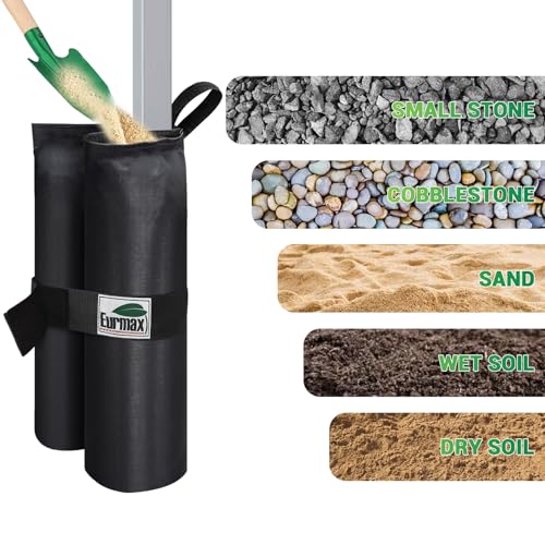 Eurmax USA 4-Pack 150LBS Capacity Universal Canopy Weight Bags,Heavy Duty Windproof Sandbags with All-Around Wrap Design,U...