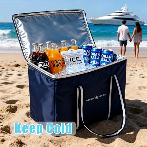 Insulated Food Delivery Bag, Large Durable Reusable Shopping Grocery Bag with Zipper – Foldable Thermal Cooler Bag for Hot...