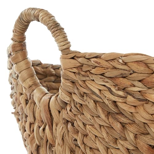 Deco 79 Seagrass Handmade Decorative and Functional Storage Basket Large Woven Basket Organizer with Ring Handles, Basket ...