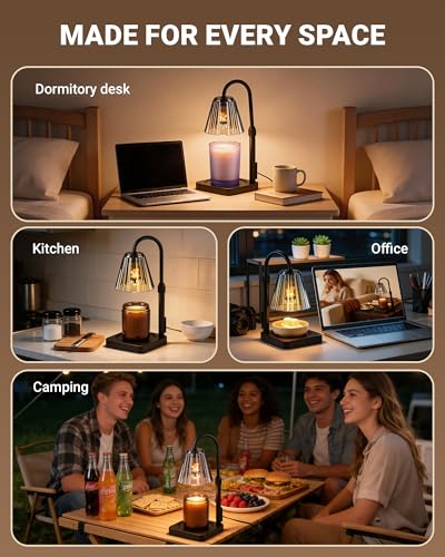 Candle Warmer Lamp with Timer & Dimmer, Birthday Gifts for Women Mothers Day, Height Adjustable Shatterproof Electric Wax ...