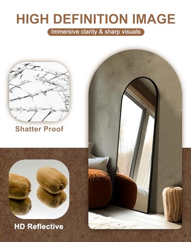 Delma Arched Mirror Full Length,Standing Mirror Full Body,Large Floor with Stand for Wall Entryway Door Bedroom Bathroom L...