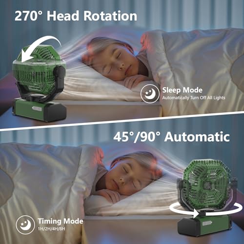 Allsion Portable Fan, 24000mAh Rechargeable fan with Remote & LED, Camping Fan 4 Speed Strong Airflow, Desk/Camping/Outdoo...