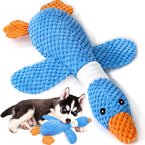 Vitscan Upgraded Goose Indestructible Dog Toys for Aggressive Chewers Small Medium Large Breed, Crinkle Squeaky Plush Dog ...