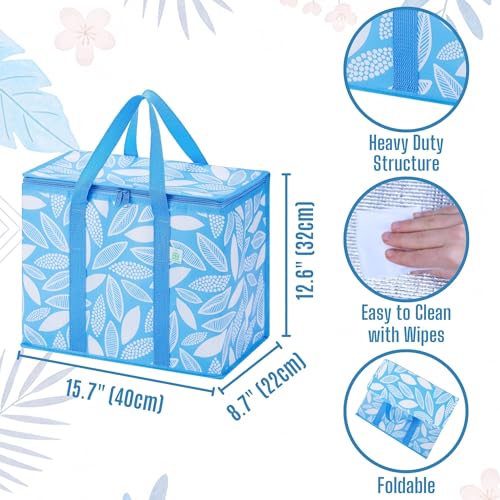 VENO 2 Pack Insulated Cooler Bag, Reusable Grocery Shopping Bag for Food Delivery, Heavy Duty, Large Size, Durable Handle...
