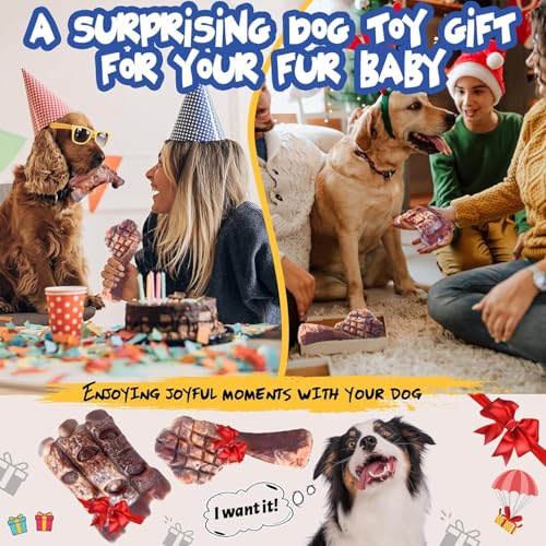 Fuufome Dog Chew Toys for Aggressive Chewers：2 Pack Indestructible Dog Toy for Large Breed- Tough Nylon Teething Bone Toy ...