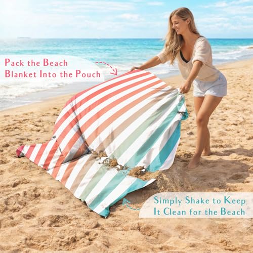 AlphaBeing Beach Blanket Waterproof Sandproof, Extra Large Beach Mat for 1–8 Adults, Oversized Picnic Blanket with 4 Stake...