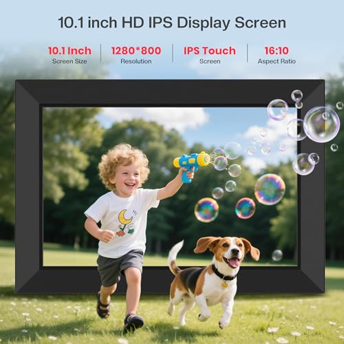 Frameo 10.1 Inch WiFi Digital Picture Frame, Smart Cloud Electronic Photo Frame with HD IPS Touch Screen Slideshow 32GB Me...