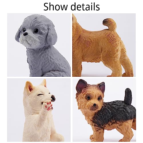 EYSCOTA 12PCS Dog Figurines, Realistic Plastic Puppy Figurines, Hand Painted Emulational Tiny Dogs Animals Toy, Dog Cake T...