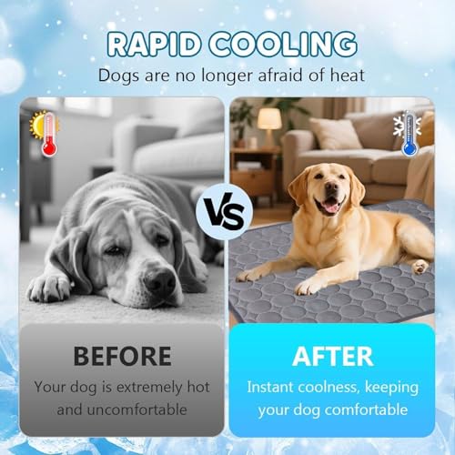 Cooling Dog Mat Extra Large, 28" x 20" Thick & Durable Washable Cooling Mat for Extra Large Dogs, Portable Extended Coolin...