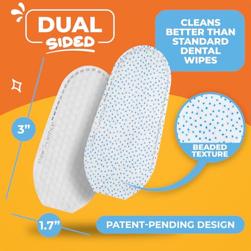 Paw Science Dog & Cat Teeth Cleaning Wipes - Dental Finger Wipes for Cats & Dogs - Pet Toothbrush & Tooth Brushing Kit - E...