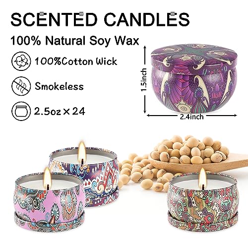 Wfmolcand 24 Pack Scented Candles Gift Set for Women, 2.5 oz Aromatherapy Candle Gift Sets for Mom,Soy Candle Set for Moth...