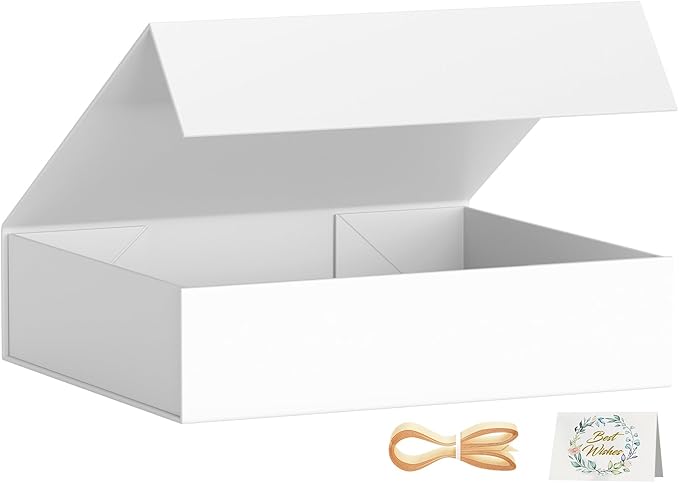 PSHVYM Gift Boxes with Lids, 11.5x7.8x3 In White Gift Box for Presents Magnetic Closure for T-Shirts, Gloves, Scarves, Boo...
