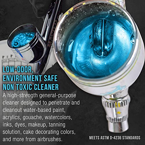 Master Airbrush Cleaner, 16-Ounce Pint Bottle - Fast Acting Cleaning Solution, Quickly Remove Water-Based Acrylic Paint, W...
