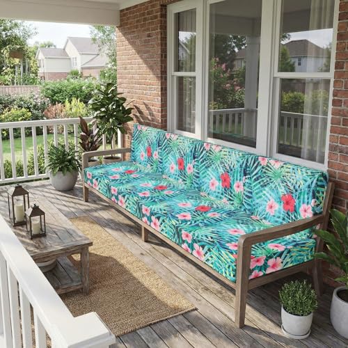 Newwiee 12 Pcs Patio Cushion Covers Outdoor Stretch Sofa Couch Cover Replacement Couch Slipcover Sofa Seat Chair Porch Pat...