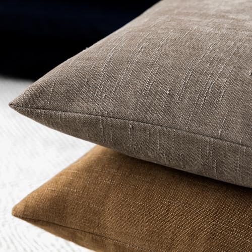 Foindtower Pack of 2 Soft Textured Throw Decorative Pillow Covers Square Accent Solid Cushion Cover Cozy Farmhouse Pillow ...