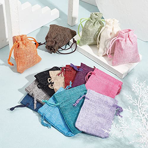 PH PandaHall 15 Color Burlap Gift Bags Drawstring Packing Pouches Bags 2.7x3.5'' Small Cloth Gift Bags Packing Storage Lin...