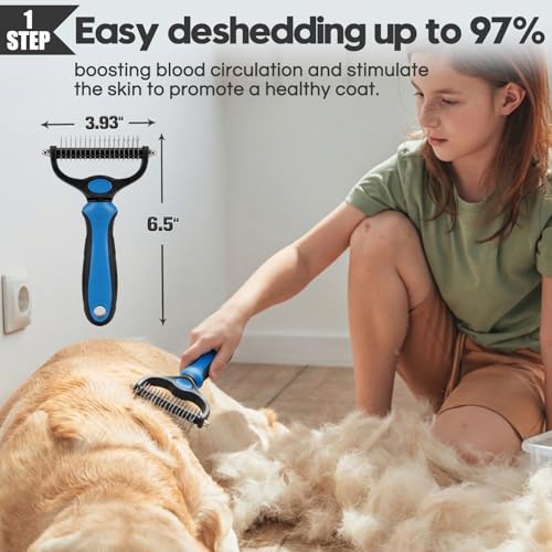 Bonteck Dog Slicker Brush for Dogs Grooming Kit 4PCS | Large Dog Brush for Goldendoodles Poodles Doodles | Long Pin Haired...