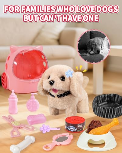 Eohemeral 23 Pcs Walking Dog Toy for Kids 3-5 5-7, Electronic Interactive Puppy with Carrier & Leash, Realistic Barking Wa...