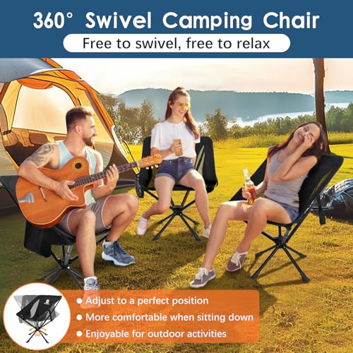 Raynesys 1 Pack Portable Camping Chair, Flexible 360° Rotation, Easy Carry, 8 Seconds Quick Setup Folding Camping Chair, ...