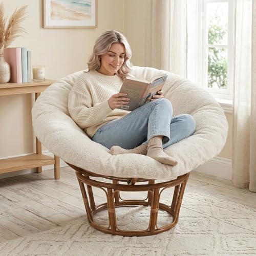 ANMINY Papasan Cushion Cover ONLY Thick Soft Fleece Slipcover for Papasan Cushion, Removable Machine Washable Round Chair ...