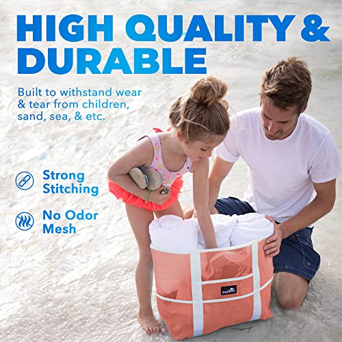 Dejaroo Mesh Sand Free Bag - Strong Lightweight Bag For Beach & Vacation Essentials. Tons of Storage!