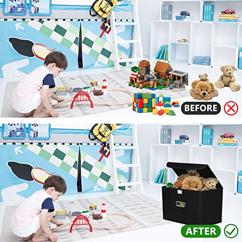 STOREONE Fabric Storage Cube Bins Foldable Organizer Container Collapsible Basket with Lids and Metal Handles, for Home, B...