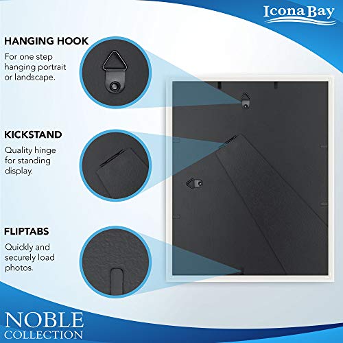 Icona Bay 8x10 Gold Picture Frame w/Mat, Modern Professional Frame, Noble Collection