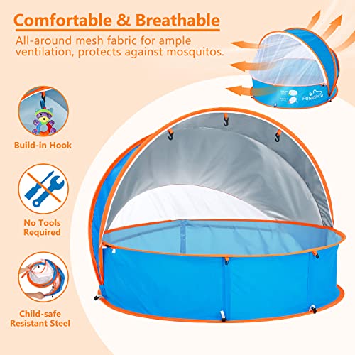 Peradix Paddling Pool for Kids & Pets Infant Ball Pit Tent, Baby Beach Tent, Toddler Wading Pool UV Sun Shelter Canopy wit...