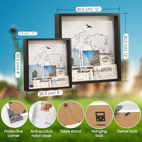 Xuanzuly Adventure Archive Box, Travel Shadow Box with Slot, Shadow Box with Slot, Black and White, Store Memories: Money ...
