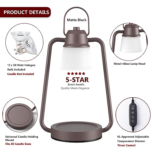 Candle Warmer Lamp with Timer for Women, Dimmable Electric Wax Warmer Lamp for Jar Candles, Candle Lamp Warmer with 2 Bulb...