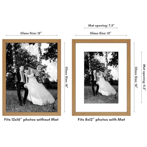 Americanflat 12x16 Picture Frame with Shatter-Resistant Glass - Use as 8x12 Frame with Mat or Display 12x16 Photo Without ...
