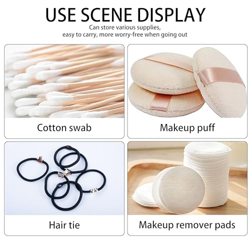 LIGHUFEIC 2Pcs Portable Travel Cotton Pad Holder,Bathroom Vanity Organizer for Cotton Balls, Swabs, Floss - Dispenser for ...