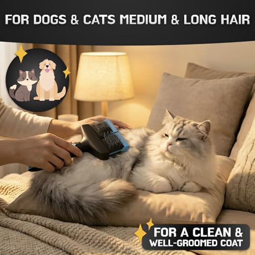 iToleeve Dual Flex Slicker Brush Dog Brush, Gentle Grooming Tool for Sensitive Dogs & Cats - Ideal for Long Hair, Removes ...