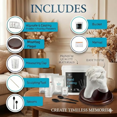 Hula Home Hand Casting Kit for Couples or Family with Mounting Plaque | Anniversary DIY Gifts Her & Him, Keepsake Sculptur...
