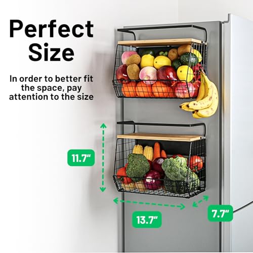 Ofiray-home Magnetic Shelf for Fridge with Wood Lid, Fruit Potato and Onion Storage Bins, Pantry Organizers & Storage, Lar...