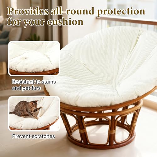 Wibeelee Papasan Chair Cushion Cover, 55" x 55" Soft Plush Fleece Slipcover Only, Removable & Machine Washable with Adjust...