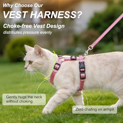 BEAUTYZOO Cat Harness, Escape Proof Cat Leash and Harness Set for Walking, Soft Breathable Vest Harness with Neck Adjustab...