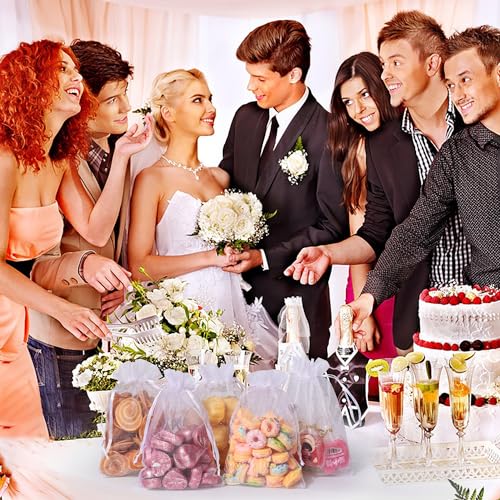 Hopttreely 100pcs Organza Bags, White 4x6(10X15CM) Satin Drawstring Organza Pouch Wedding Party Favor Gift Bag Jewelry Wat...