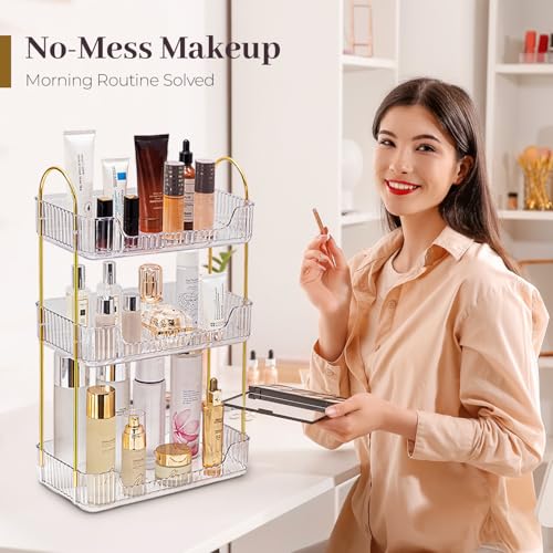 Aveniee Bathroom Counter Organizer, 3 Tier Perfume Skin Care Countertop Storage Shelf, Vanity Makeup Tray for Cosmetic Ski...