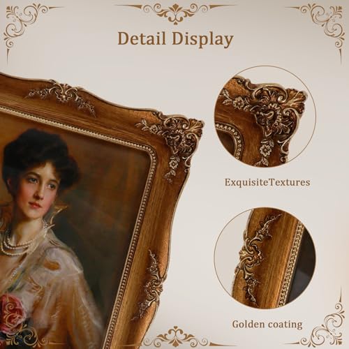 Hioniir 8x10 Resin Picture Frames Embossed Vines Design Photo Frame with Easel & Hook Picture Hanging Kit with Glass Front...