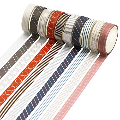 Knaid 40 Rolls of Slim Washi Tape Gift Box Set, Decorative Paper Tapes 10 mm Wide for Scrapbooking, DIY Arts and Crafts, B...
