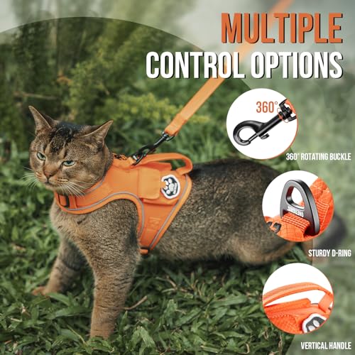 OneTigris Tactical Cat Harness and Leash - Escape Proof Soft Adjustable Cat Harness, Breathable, Comfortable, Durable Wate...