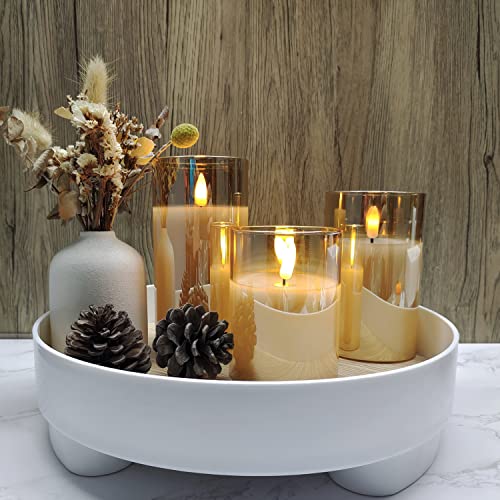 Tyawon Glass Battery Operated LED Flameless Candles with Remote and Timer, Real Wax Candles Warm Color Flickering Light fo...